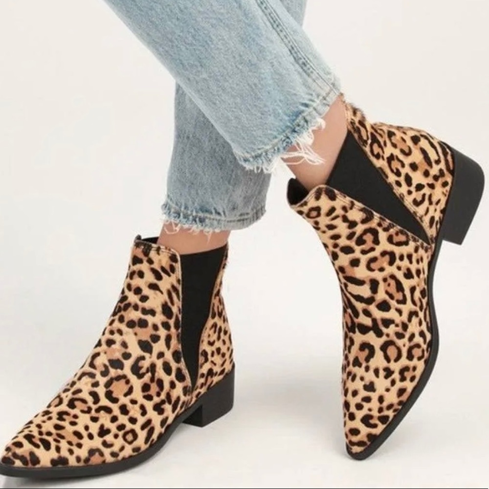 Steve Madden Jerry calf hair leopard pointed toe boots size 7.5 M